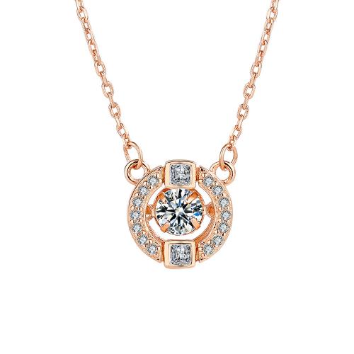 Zircon cubique Micro Pave collier en argent Sterling, argent sterling 925, avec 6CM chaînes de rallonge, pavé de micro zircon & pour femme, couleur or rose, Longueur Environ 41 cm, Vendu par PC