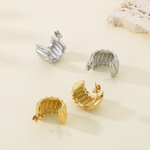 Stainless Steel Stud Earrings 304 Stainless Steel Vacuum Ion Plating for woman Sold By Pair