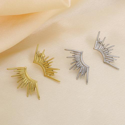 Stainless Steel Stud Earrings 304 Stainless Steel Sun Vacuum Ion Plating for woman Sold By Pair