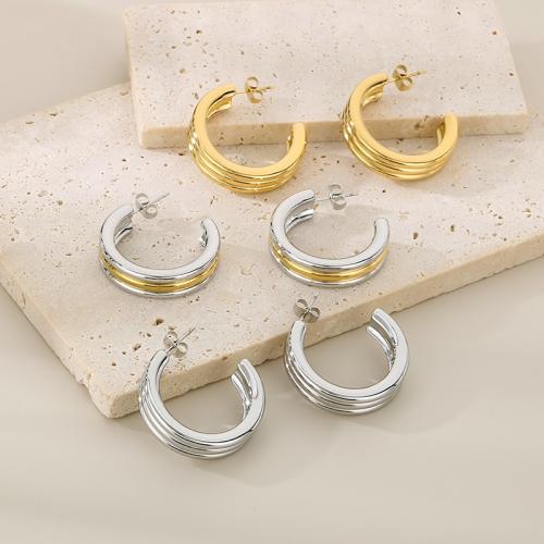 Stainless Steel Stud Earrings 304 Stainless Steel Vacuum Ion Plating for woman Sold By Pair