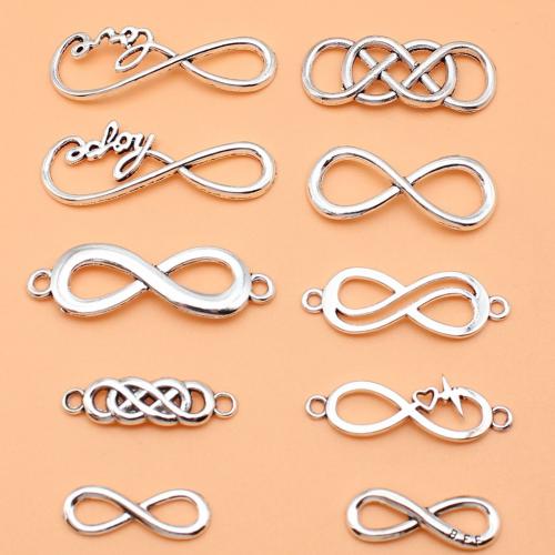 Zinco-Alloy-Connettore, lega in zinco, placcato argento antico, stili diversi per la scelta & 1/1 anello del connettore, nessuno, 10PC/borsa, Venduto da borsa