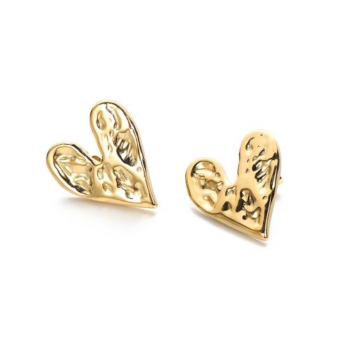 304 roestvrij staal Stud Earring, Hart, gold plated, mode sieraden & voor vrouw, 22x27mm, Verkocht door pair