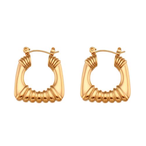 Acier inoxydable Levier Retour Earring, Acier inoxydable 304, Plaqué or 18K, bijoux de mode & pour femme, doré, 26x22mm, Vendu par paire