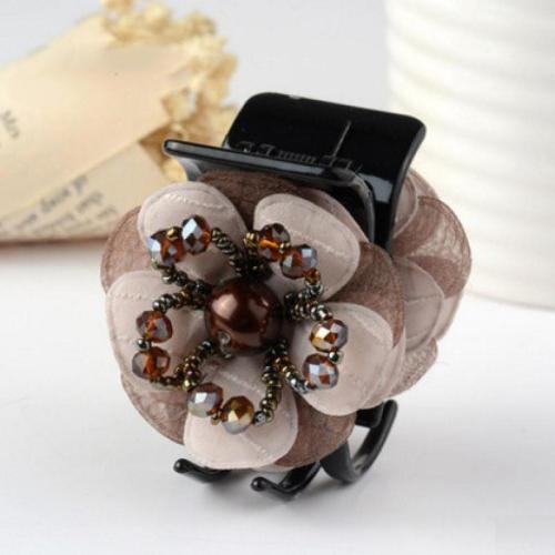 Hair Claw Clips Cloth with Crystal & Plastic for woman Sold By PC