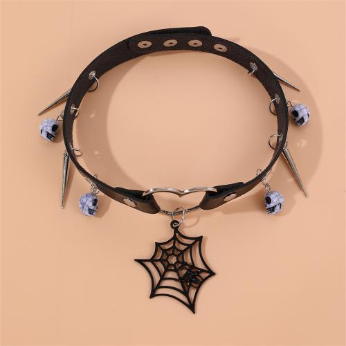 Halloween halskæde, Zinc Alloy, med PU, Halloween Design & mode smykker & forskellige stilarter for valg & for kvinde, Solgt af PC