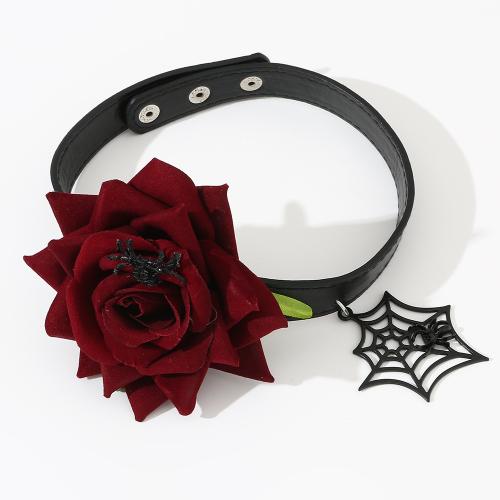 Colar do Dia das Bruxas, Couro do plutônio, Rose, Design de Halloween & joias de moda & para mulher, comprimento Aprox 42.5 cm, vendido por PC