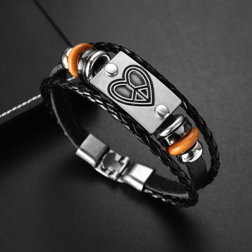 PU Leather Cord Bracelets Zinc Alloy with PU Leather fashion jewelry & Unisex Length Approx 21 cm Sold By PC