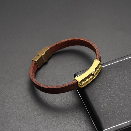 PU Leather Cord Bracelets Zinc Alloy with PU Leather fashion jewelry & Unisex Length Approx 21 cm Sold By PC