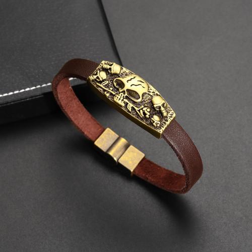 PU Leather Cord Bracelets Zinc Alloy with PU Leather fashion jewelry & for man Length Approx 21 cm Sold By PC