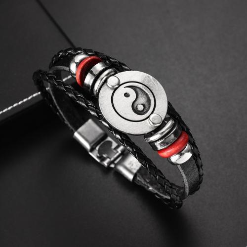 PU Leather Cord Bracelets Zinc Alloy with PU Leather fashion jewelry & Unisex Length Approx 21 cm Sold By PC