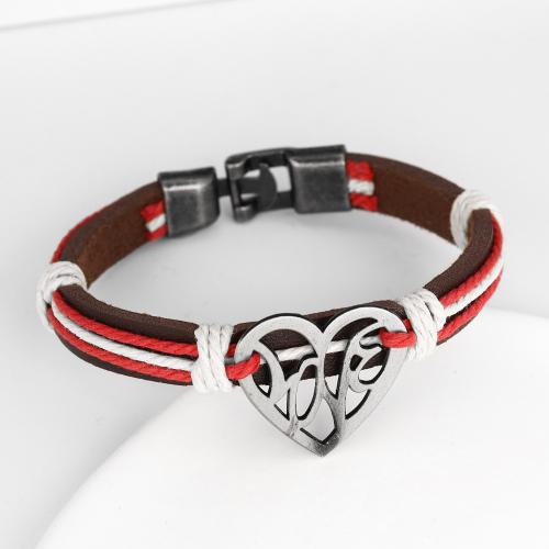 Quelques Bracelet à et Bangle, alliage de zinc, avec cuir PU, bijoux de mode & unisexe, plus de couleurs à choisir, Longueur Environ 21 cm, Vendu par PC