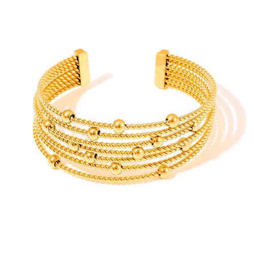 Pulsera de acero de titanio, Partículas de acero, 18K chapado en oro, Joyería & para mujer, dorado, 24mm, Vendido por UD