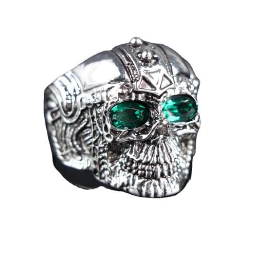 Bague en alliage de zinc, crane, Placage de couleur argentée, bijoux de mode & normes différentes pour le choix & pour homme & avec strass, protéger l'environnement, sans nickel, plomb et cadmium, Vendu par PC