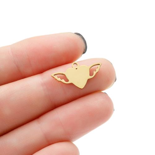 Stainless Steel Heart Pendants 304 Stainless Steel Vacuum Ion Plating DIY Sold By Bag