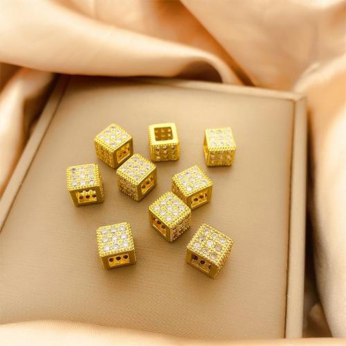 Cubic Zirconia Micro Pave Brass Beads plated DIY & micro pave cubic zirconia nickel lead & cadmium free 7mm Sold By PC