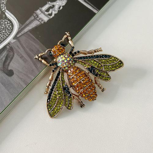 Zinc Alloy Brooches Insect plated fashion jewelry & with rhinestone multi-colored nickel lead & cadmium free Sold By PC