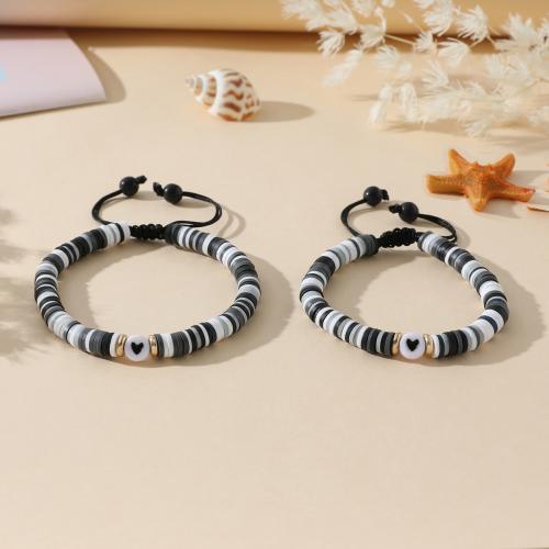 Fashion Create Wax Cord Bracelets Polymer Clay with Korean Waxed Cord & Natural Stone handmade 2 pieces & fashion jewelry & Unisex Sold By Set