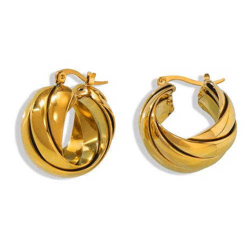 Titanium Steel  Earring gold color plated fashion jewelry & for woman Sold By Pair