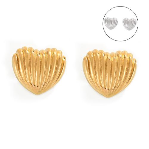 Titanium Steel  Earring Heart plated fashion jewelry & for woman Sold By Pair