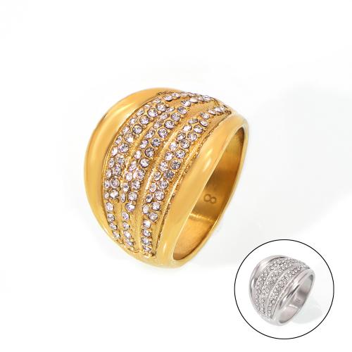 Anillo de dedo de Titantium Acero, Partículas de acero, chapado, Joyería & diverso tamaño para la opción & para mujer & con diamantes de imitación, más colores para la opción, Vendido por UD