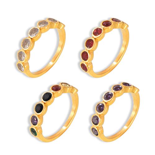 Bague acier titane, Plaqué or 18K, bijoux de mode & normes différentes pour le choix & pavé de micro zircon & pour femme, plus de couleurs à choisir, Vendu par PC