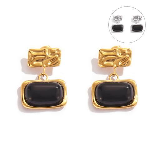 Boucle d'oreille Acier Titane, avec verre, Placage, bijoux de mode & pour femme, plus de couleurs à choisir, Vendu par paire