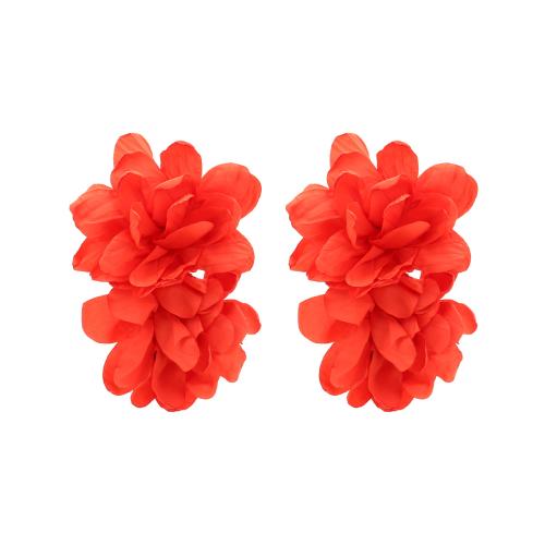 Bijoux boucles d'oreilles, tissu, pour femme, orange rougeâtre, 100x80mm, Vendu par paire