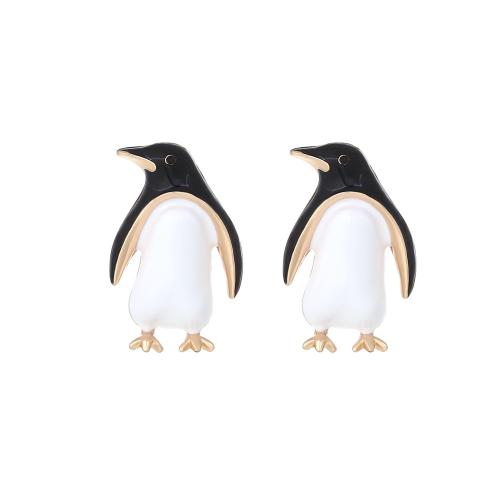 Lo zinco in lega Stud Earring, lega in zinco, per la donna & smalto, bianco e nero, 38x24mm, Venduto da coppia