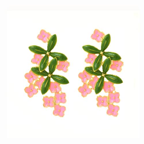 Zinc Alloy Stud Earring for woman & enamel golden Sold By Pair