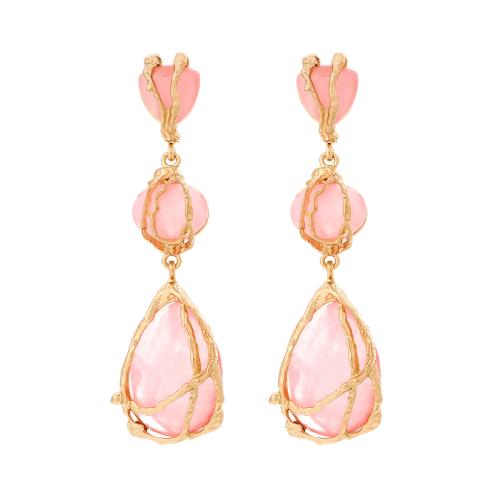 Zinc Alloy Stud Earring with Resin for woman Sold By Pair