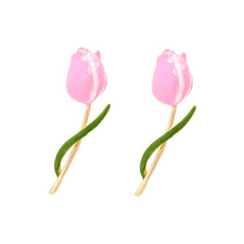 Zinc Alloy Stud Earring plated for woman & enamel golden Sold By Pair