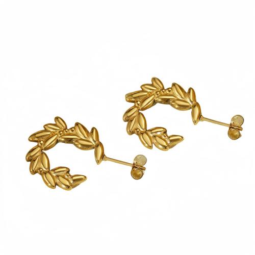 Roestvrij staal Stud Earrings, 304 roestvrij staal, plated, voor vrouw, gouden, Verkocht door pair