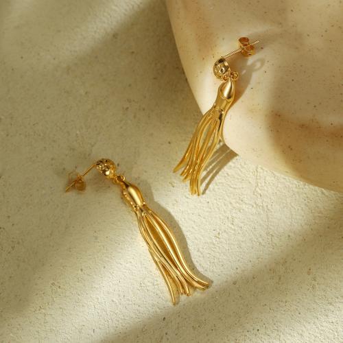 Stainless Steel Stud Earrings 304 Stainless Steel plated for woman golden Sold By Pair