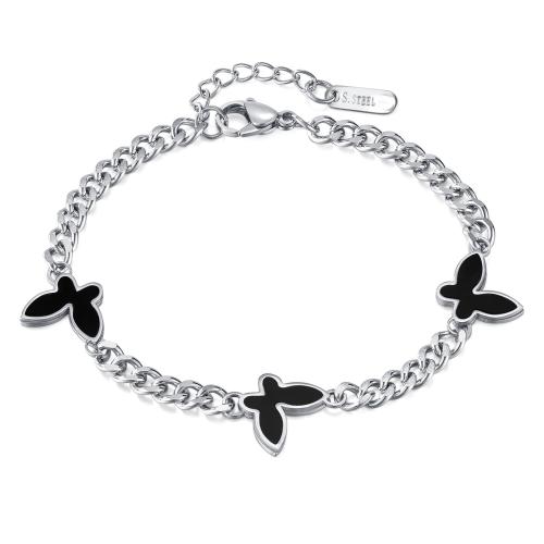 Bracciale gioielli in acciaio inossidabile, 304 acciaio inox, with acrilico, with 4cm extender chain, Farfalla, per la donna, Lunghezza 18 cm, Venduto da PC