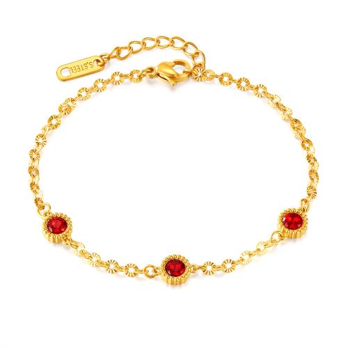 Roestvrij staal armbanden, 304 roestvrij staal, met Cubic Zirconia, met 4cm extender keten, voor vrouw, Lengte 18 cm, Verkocht door PC