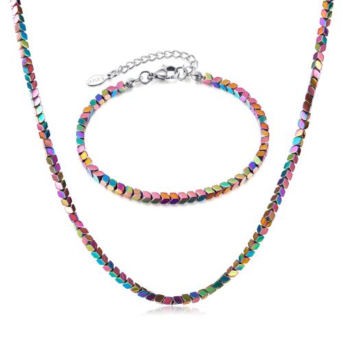 Conjuntos de joyería de acero inoxidable, acero inoxidable 304, con Hematite, diferentes estilos para la opción & para mujer, multicolor, Vendido por UD