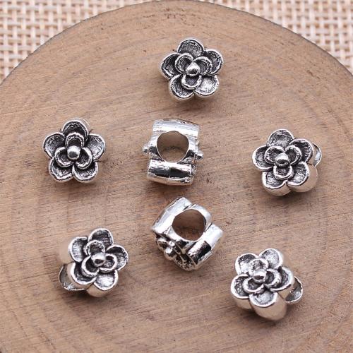 Perles fleurs en alliage de zinc, Plaqué de couleur d'argent, DIY, 9x9x9mm, Vendu par PC