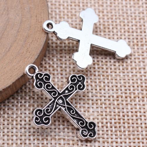 Zinklegering Cross Hangers, Zinc Alloy, antiek zilver plated, DIY, 31x23mm, Verkocht door PC