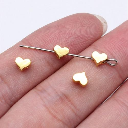 Zinklegering Heart Beads, Zinc Alloy, Hart, gold plated, DIY, Verkocht door PC