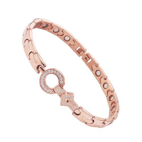 Titanium Staal Armband, Geometrisch Patroon, rose goud plated, mode sieraden & micro pave zirconia & voor vrouw, Lengte Ca 8.3 inch, Verkocht door PC