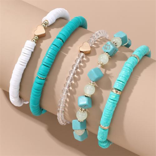 Fashion Turquoise Bracelets Polymer Clay with turquoise 5 pieces & fashion jewelry & for woman Sold By Set