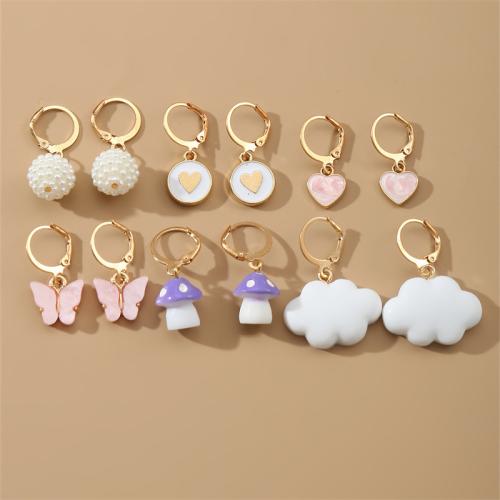 Zinc Alloy Drop Earrings with Plastic fashion jewelry & for woman Sold By Set