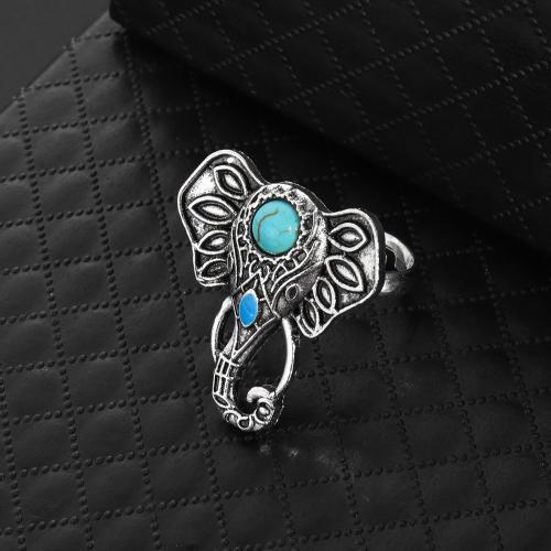 Sinc Alloy Finger Ring, le turquoise, jewelry faisin & unisex, Méid:7, Díolta De réir PC