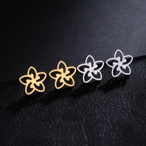 Stainless Steel Stud Earrings 304 Stainless Steel Flower fashion jewelry & for woman Sold By Pair