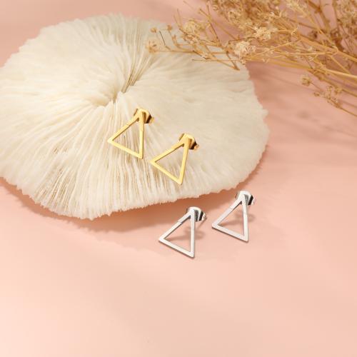 Stainless Steel Stud Earrings 304 Stainless Steel Triangle fashion jewelry & for woman Sold By Pair