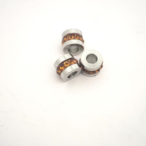 Stainless Steel Beads 304 Stainless Steel DIY & with rhinestone original color Sold By PC