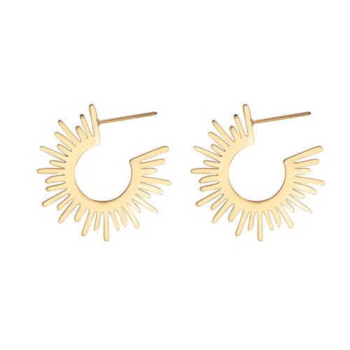 Stainless Steel Stud Earrings 304 Stainless Steel 18K gold plated fashion jewelry & for woman golden Sold By Pair