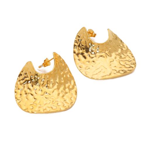 Roestvrij staal Stud Earrings, 304 roestvrij staal, 18K verguld, mode sieraden & voor vrouw, gouden, 35x33.80mm, Verkocht door pair