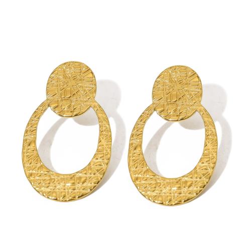 Roestvrij staal Stud Earrings, 304 roestvrij staal, 18K verguld, mode sieraden & voor vrouw, gouden, 20.60x35.90mm, Verkocht door pair