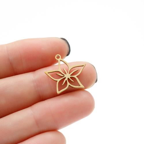 Stainless Steel Flower Pendant 304 Stainless Steel Vacuum Ion Plating DIY 17mm Sold By Bag